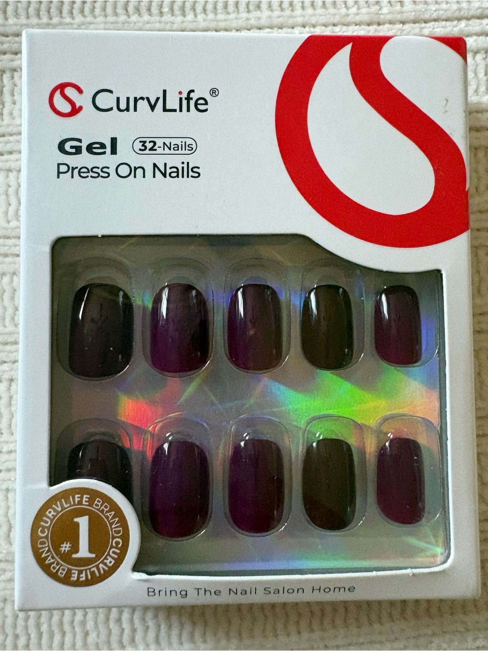 New Curvlife Gel Press On Nails in Deep Purple - 32 Nails